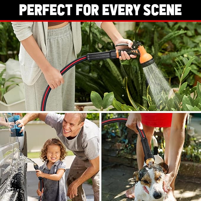 Garden Hose 75ft x 5/8", NON-EXPANDABLE Heavy Duty Premium Flexible Water Hose, No Kink, Leakproof, Lightweight Hybrid Hose with Male to Female Fittings for Household&Backyard