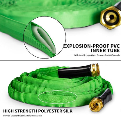 Garden Hose 75 ft,Non-Expanding,10 Functional Nozzles,Garden Hose Anti-Kink,Heavy Duty Flexible Water Hose 75 ft,Suitable for Outdoor,Yard, Lawn, Car Washing and Other Scenes.(green, 75ft)