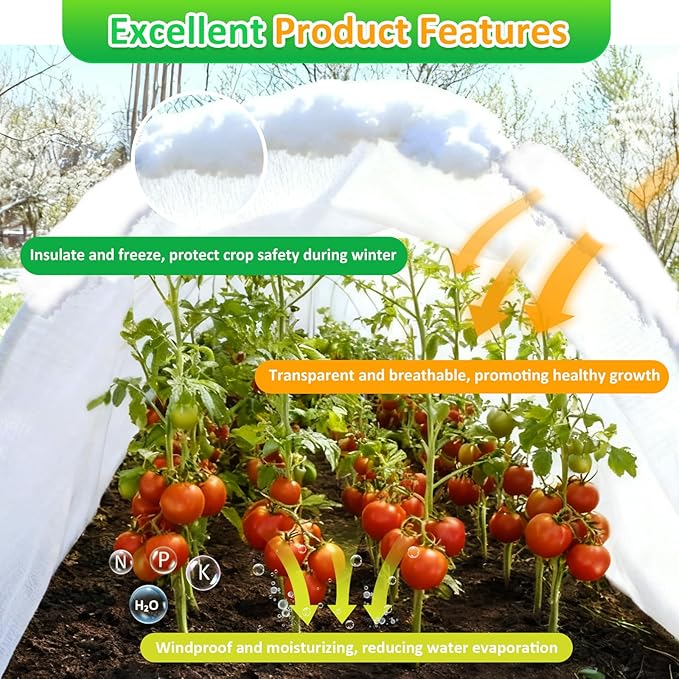 White Plant Covers Freeze Protection, 10 x 10 ft - 1.5 oz/yd² Frost Cloths for Outdoor Plants, Tree Covers Freeze Protection, Winter Garden Blanket, Sun Cover for Plants for Greenhouse, Vegetables