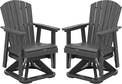 SERWALL Adirondack Swivel Glider Chair, HDPE Patio Swivel Glider Set of 2, All-Weather Glider Chair for Porch, Balcony, Slate Grey