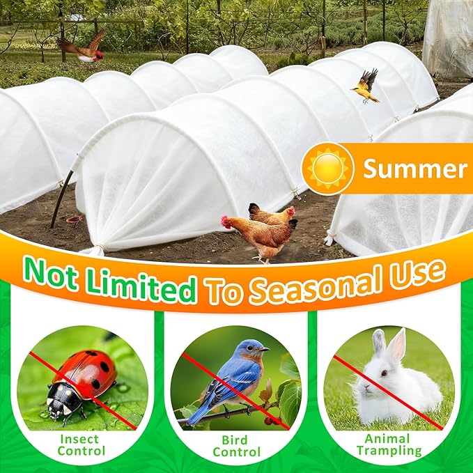White Plant Covers Freeze Protection, 10 x 50 ft - 2 oz/yd² Frost Cloths for Outdoor Plants, Tree Covers Freeze Protection, Winter Garden Blanket, Sun Cover for Plants for Greenhouse, Vegetables