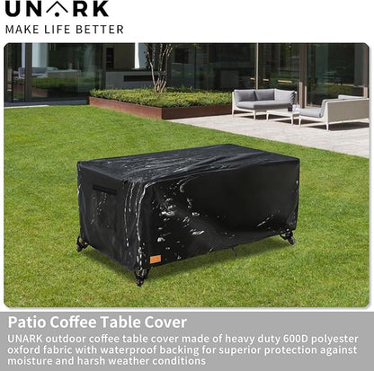 Outdoor Patio Coffee Table Cover, 600D Waterproof Heavy Duty Outdoor Table Cover, Patio Furniture Covers 48 x 28 x 16 inches Black