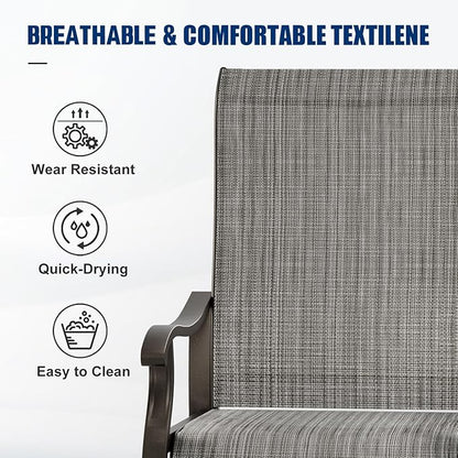 UDPATIO Patio Swivel Dining Chairs Set of 8, Outdoor Swivel Chairs Patio High Back with All Weather Textilene Metal Rocking Frame for Lawn Garden Backyard, Gray White