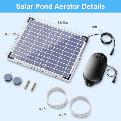 NFESOLAR 15W Large Solar Pond Aerator, Solar Aerator for Ponds with 4400 mAh Battery Backup and 2 Air Outlets, Low Noise Solar Air Pump Outdoor for Koi Pond Fish Tank Hydroponics