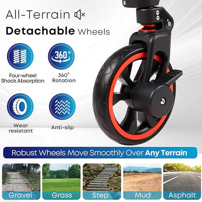 Collapsible Canopy Wagon, Foldable Wagon Stroller with 330LBS, Heavy Duty Cart with Shock-Absorbing Wheels, Adjustable Push Pulling Handles for Camping, Garden, Sports, Shopping, Blue