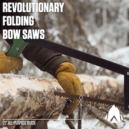 AGAWA - BOREAL21 Backwoods Kit - Includes 21" Folding Saw, Leather Sheath, 21" All-Purpose & 21" Aggressive Saw Blade - For Camping, Hunting & Survival Kit (Black Frame/Green Handle)