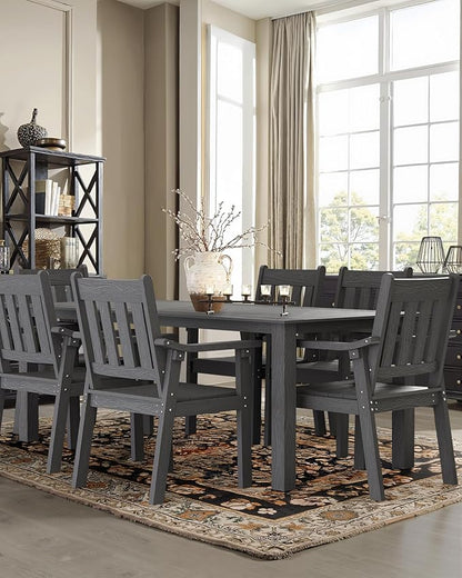 YEFU Outdoor Patio Chairs Set of 2: All Weather Outdoor Dining Chairs with Wide Curved Seat and Backrest - Plastic Patio Chairs for Outside Backyard/Garden/Pool/Porch/Deck 350lbs Capacity Grey