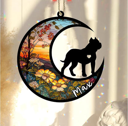Personalized Dog Memorial, Custom Name Presa Canario Dog Christmas Ornament with Name, Custom Breeds, Pet Loss Light Catcher, Gifts for Lovers Loss of Pet Sympathy on Mothers Day Christmas