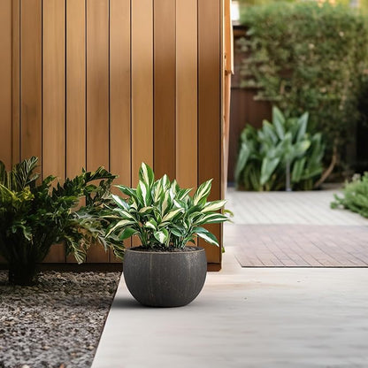 Kante 19.9" Dia Round Concrete Planter, Outdoor/Indoor Large Bowl Plant Pots with Drainage Hole and Rubber Plug for Garden Patio Balcony Home, Oil Rubbed Bronze