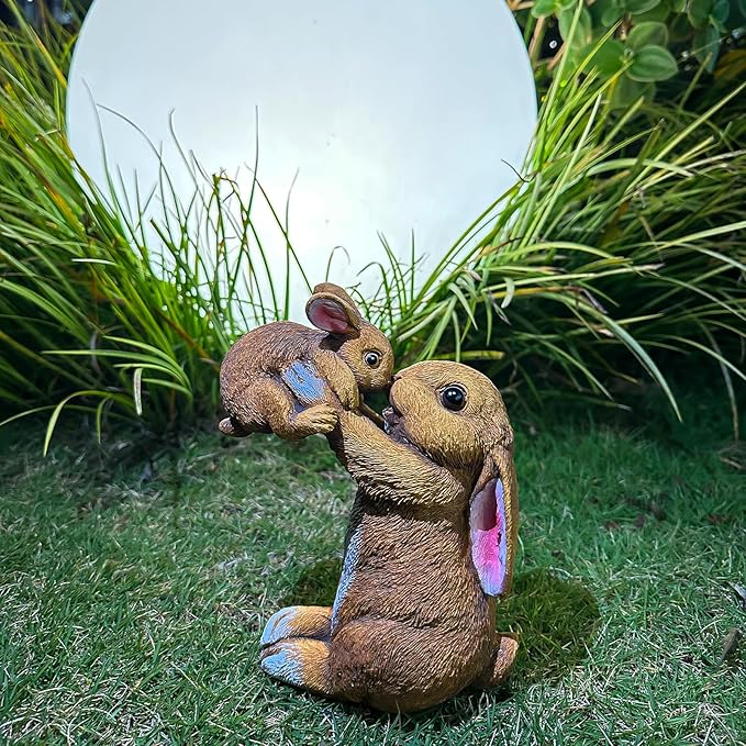 Bunny Decor for Garden, Family Rabbit Figurine Statue for Table Decorations, Adorable Outdoor & Indoor Rabbits Decoration, Gifts for Mom and Women