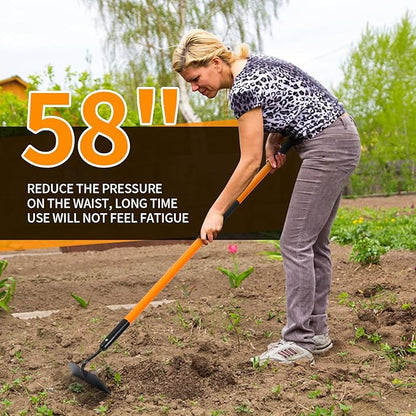 VNIMTI Garden Hoe Tool, Heavy Duty Hoe Garden Tool, Garden Hoe for Weeding with Long Fiberglass Handle, 58 Inches
