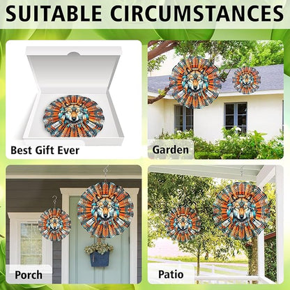 Wolf Wind Spinner, Wolf Wind Spinner Hanging for Yard and Garden, Unique Gift Wind Spinner, 3D Hanging Wind Spinner Outdoor