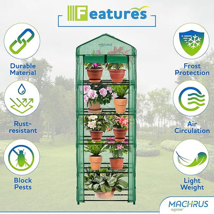 Ogrow® Mini Portable Greenhouse, with Cover and 5 Tier Shelves