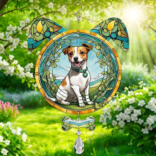 Jack Russell Terrier Dog Ears Wind Spinner, Jack Russell Terrier Wind Spinner Hanging for Yard and Garden V02