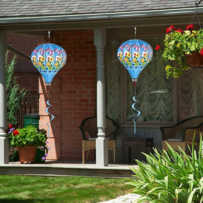 Giant Butterfly Hot Air Balloon Garden Wind Spinners Large Pinwheels Whirligigs Windmill Toys for Kids Yard Decor Lawn Decorations Outdoor Whirlygig Windmills Wind Twister Everyday 59" L 2Pack