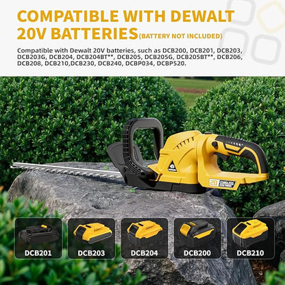 Cordless Hedge Trimmer with Rotatable Handle for Dewalt 20V Battery, 52cm Brushless Motor Trimmers Battery Powered, Electric Hedge Trimmer Bush Trimmers for Garden, Yard(Battery Not Included)