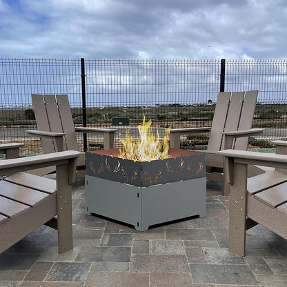 21.5 Inch Outdoor Wood Burning Fire Pit, Bonfire Grill for Patio and Backyard, Outdoor Portable Fireplace with Flame Panel - Flint Gray