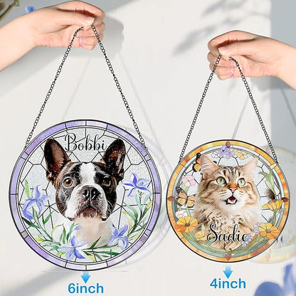 Personalized Pet Suncatcher, Loss of Pet Sympathy Gift Dog, Dog Memorial Gifts, Cat Memorial Gift, Pass Away, Remembrance, Bereavement Gifts for Dogs Lovers or Cats Lovers - Pattern B