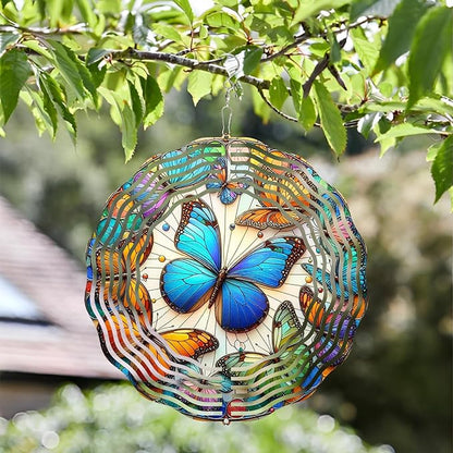 3D Butterfly Wind Spinners Outdoor Stainless Steel Hanging Wind Spinner Decorations Metal Garden Art for Patio Garden Yard and Indoor Spaces Butterfly Gifts for Mom Wife Women Grandma