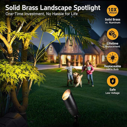 Gardenreet Low Voltage Spotlight LED - 12V Black Outdoor Light Fixture Weather Proof, Brass Landscape Lights Hardwired, Coastal for Flag Sign Without Bulbs (10 Pack)