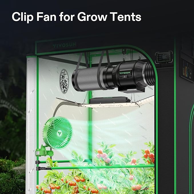 VIVOSUN AeroWave E6 Grow Tent Fan 6”, EC Motor, Smart Wifi Control, US Patented Auto Oscillating Clip fan, Weatherproof IP-54, Strong Airflow but Quiet for Hydroponic Ventilation Circulation, 1-Pack