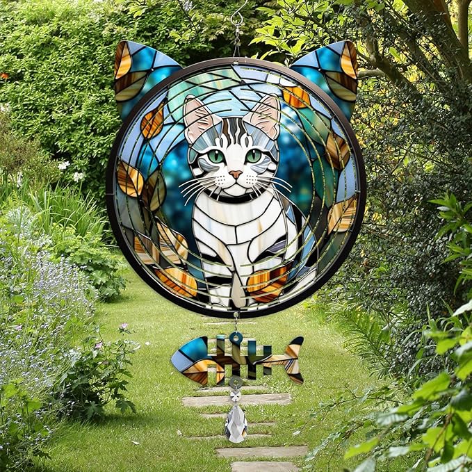 American Shorthair Cat Wind Spinner, American Shorthair Cat Wind Spinner Hanging for Yard and Garden