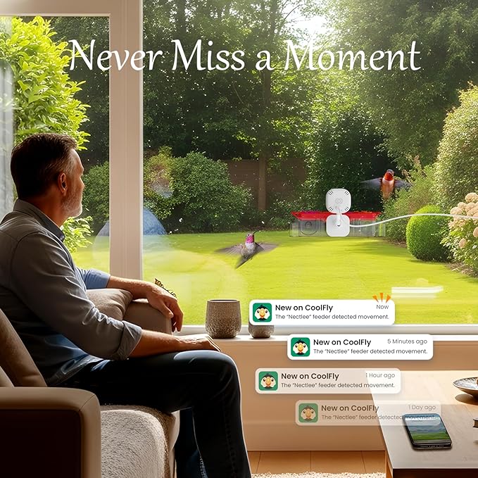 Smart Window Humming Bird Feeder Camera, AI Identifies Species in 2K HD, with Ant Moat & Secure Suction Mount - The Ultimate Gift for Hummingbird Lovers (Transparent)