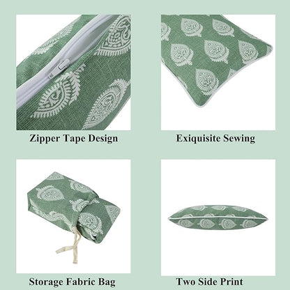 FUNHOME Outdoor Indoor Lumbar Pillow Covers ONLY, Water-Repellent Patio Lumbar Cushion Cases 12” x 20”, Decorative Throw Pillowcase Shell for Couch Patio Garden Furniture Use -Fair Green