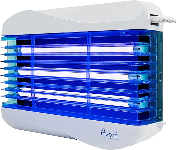 Awoco LED 15W 100V-240V Wall Mount Sticky Fly Trap Lamp with 3 LED UV Lights for Capturing Flies, Mosquitoes, Moths and Flying Insects (Fly Trap + 6 Glue Boards)…
