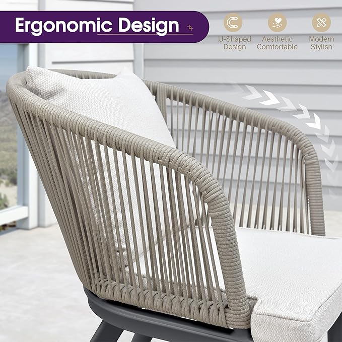 PURPLE LEAF 11 Pieces Patio Dining Set Wicker Outdoor Furniture Rectangular Table and Chairs Set for Garden Deck Aluminum Frame Backyard Kitchen Set, Cushions and Pillows Included Taupe