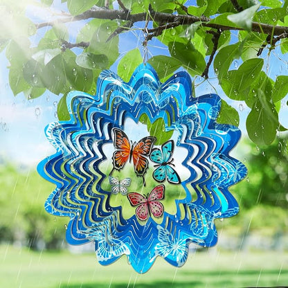 Goolyrusim Wind Spinner Outdoor, Butterfly Wind Spinner, 12in Laser Cut Stainless Steel Hanging Wind Sculptures, Garden Decoration Yard Decor, Butterfly Gifts for Women Mom Wife Girl Sister Grandma