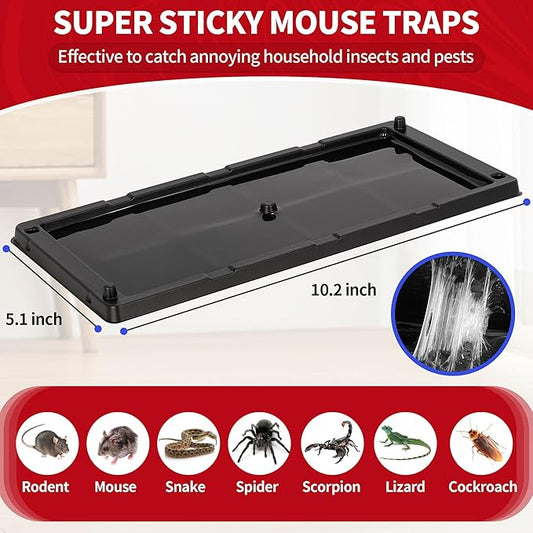 LULUCATCH Mouse Traps, 6 Pack Large Glue Traps Mouse Traps Indoor for Home, Pre-Baited Non-Toxic Bulk Glue Boards for Mice, Snakes, Rat, Lizard & Spiders, Pet Safe Pest Control