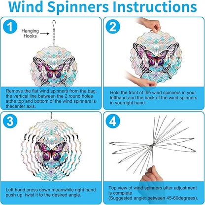 Metal Wind Spinners for Outdoor,Birthday Gifts for Women Mom Grandma, 12 Inch Purple Butterfly Wind Spinner, Kinetic Sculpture Garden Decor for Ornament Gifts
