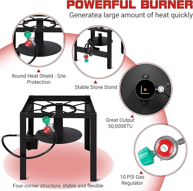 OT1802 Seafood Boil Kit, Featuring a Propane Burner, Propane Regulator, and a 80QT Pot with Basket, Built for Heavy-Duty Outdoor Use