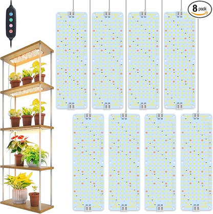 FECiDA 8Pack Grow Lights for Seed Starting, 2025 80W Flat Grow Light Panels for Shelves, Under Cabinet/Counter, Greenhouse, Indoor Plants, 4,8,12 Hr Timer, Free Linking