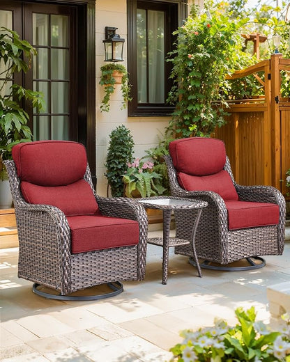Luxury 24x24x6 Inch Smile Outdoor Sofa Cushions Set of 3 - Memory Foam Deep Seat Patio Furniture Pillows for Wicker Rocker Dining Chair Loveseat 3-Seater L-Shape Sectional Sofa - Red