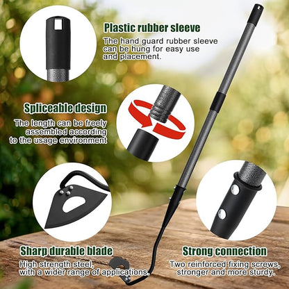 Hardened Hollow Heavy Duty Garden Hoe Tool 60INCH - Ergonomic Weeding Tool for Lawn, Yard & Farm, Rust-Resistant Steel with Comfort Grip, Easy Adjust & Storage