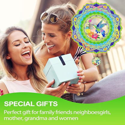 Hummingbird Wind Spinners for Yard and Garden, 12 inch 3D Metal Wind Spinner, Hummingbird Gifts for Mom and Dad, Hanging Wind Spinner for Outdoor & Indoor Decorations