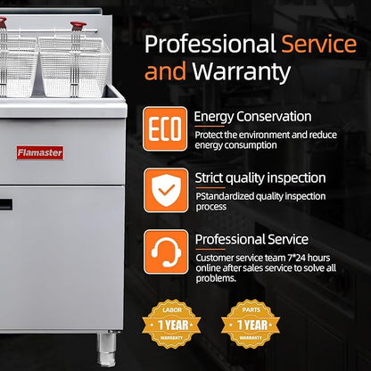 Commercial Gas Floor Fryer with 2 Baskets, 120000 BTU Propane Gas Fryer-Only Commercial Use, 4 Heating Tubes, 55 lb Oil Capacity Deep Fryer for Restaurants, Fast Food, Food Trucks