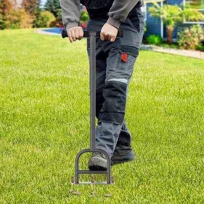 Dolibest Lawn Coring Aerator, Stainless Steel 3 Corer Plug Aerator Tool with Soft Rubber Grip, Manual Grass Aerating Tool, Garden Tool & Cleaning Hand Tool for Loosening Soil and Improving Lawn Health
