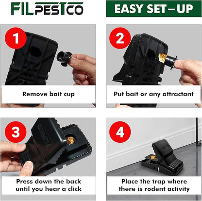 Set of 6 Professional Grade Extra Large Rat Snap Traps, Mouse Trap, Reusable Trap, Heavy Duty for Indoor and Outdoor Pest Control Rodent Solutions