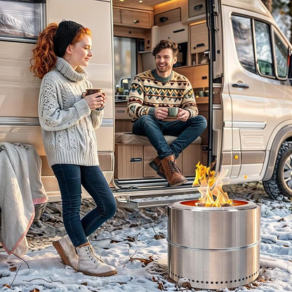 HGD 16 inch Smokeless Firepit, Stainless Steel Fire Pits, Smokeless Fire Pit for Outside with Carry Bag for Camping Backyard Patio Garden Picnic