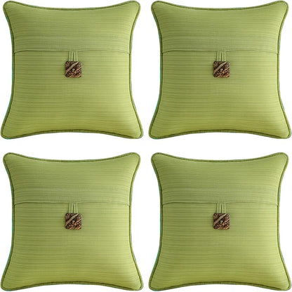 Outdoor DecorativePillows with Coconut Button Pack of 4, 16" x 16" Outdoor Pillow Set for Couch Bed Throw Patio Sofa, Chartreuse