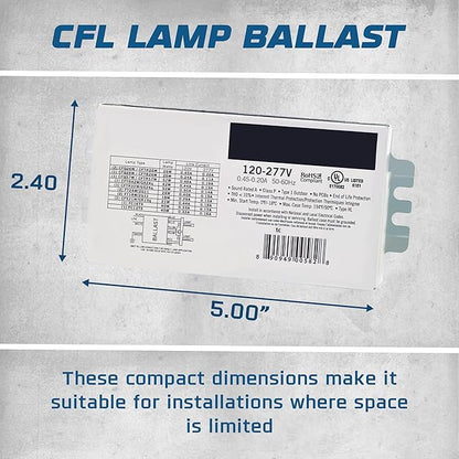 OHLECTRIC Replacement for Syvalnia QTP2X26CF UNV DM - 2-Lamp T4 Compact Fluorescent Ballast 26W High Power Factor (120/277V) Easy Installation