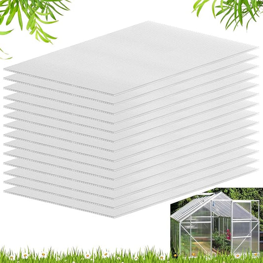 Polycarbonate Greenhouse Panels, Twin-Wall Polycarbonates Sheet, Clear Polycarbonate Panels for Greenhouse,Outdoor Garden, Plant Stand Roof (47.2''H x 23.6''W x 0.24''T, 14)