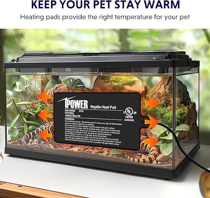 iPower 4X7 Inch Reptile Heat Pad Under Tank Heater Terrarium Warmer Heating Mat for Turtles Lizards Frogs and Other Small Animals