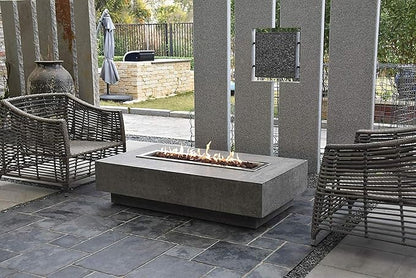 Elementi | Hampton Gas Fire Pit Cast Concrete 56" Rectangular Fire Table, Outdoor Fire Pit Electronic Ignition | Canvas Cover, Lava Rock Included | Light Gray (Propane Gas)