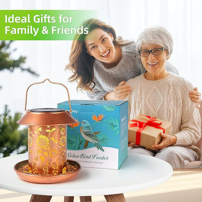 2pack Solar Bird Feeders Outdoors Hanging Metal Bird Feeder Chewproof Waterproof Dragonfly Lantern Decorative Garden, Patio, Landscape, Gifts for Women Birds Lovers