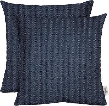 RSH DECOR: Sunbrella Square Throw Pillows Set of 2 | 24" x 24" | Water and Fade-Resistant Performance Fabric | Outdoor Pillow Covers with Down-Alternative Inserts | Made in USA (Spectrum Indigo)