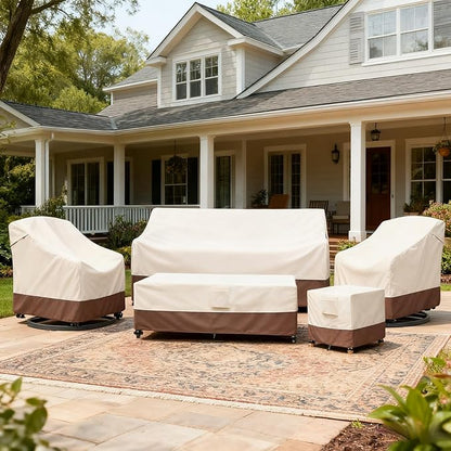 okcool Outdoor Swivel Chair Cover 2 Pack, Patio Chair Covers Waterproof Clearance, (30" W x 34" D x 38.5" H) Lawn Furniture Covers, Beige & Brown
